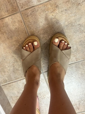Platform sandals used, beige, size 36, comfortable