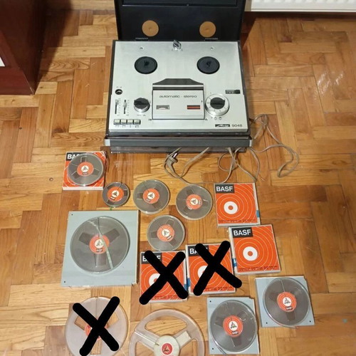 Metz 9048 reel-to-reel tape recorder used with sealed and open BASF reels