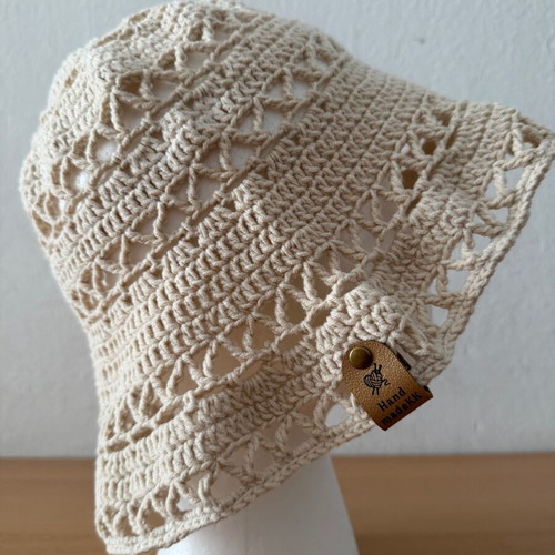 Handmade Crochet Lace Bucket Hat new, cotton summer sun hat
