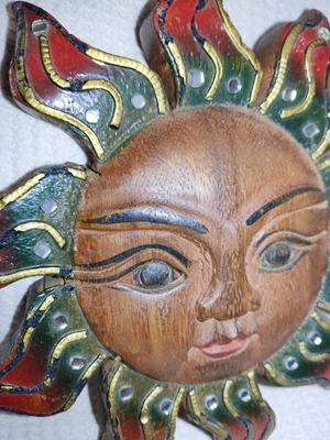 Wooden sun wall decoration used with ethnic style