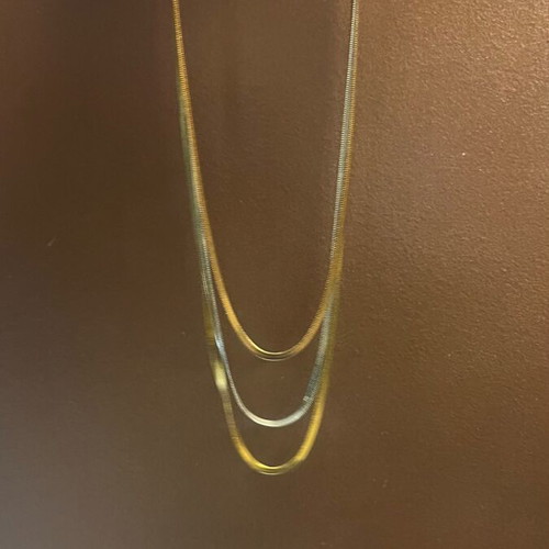 Triple snake chain like new, gold, rose gold and silver colors