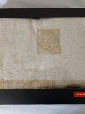 Nef Nef set of 3 cotton bath towels beige with embroidery new