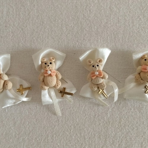 Vintage baptism favors pack of 70 with handmade clay bears, like new