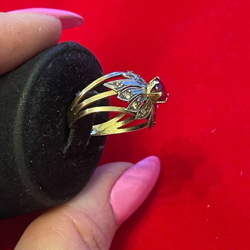 Gold ring 18K with semi-precious stones used, 2.7 g