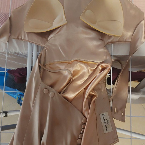 Evening dress with small train size S like new beige