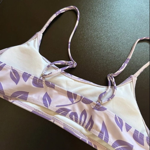 Shein leaf print bikini set new, white and purple