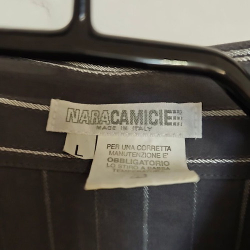 Nara Camicie shirt used, dark gray with white stripe, size L