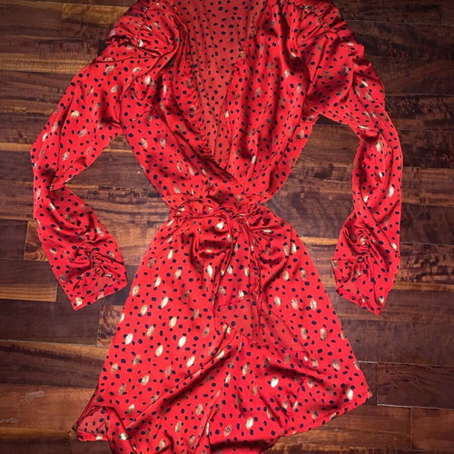 Women's impressive dress like new, red with gold accents