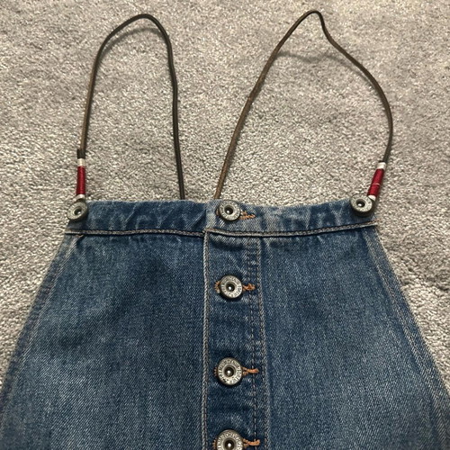 Denim jumpsuit Forever 21 with leather straps like new, blue, size M