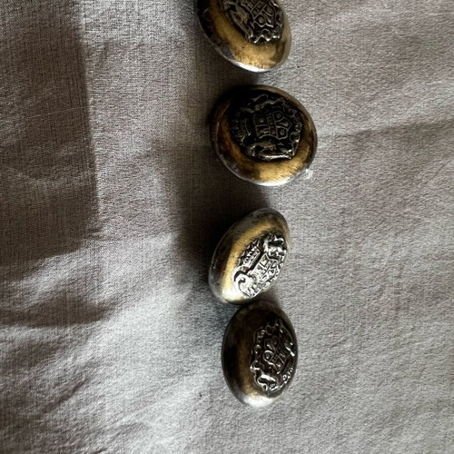Vintage buttons used, size of 20 lepta coin