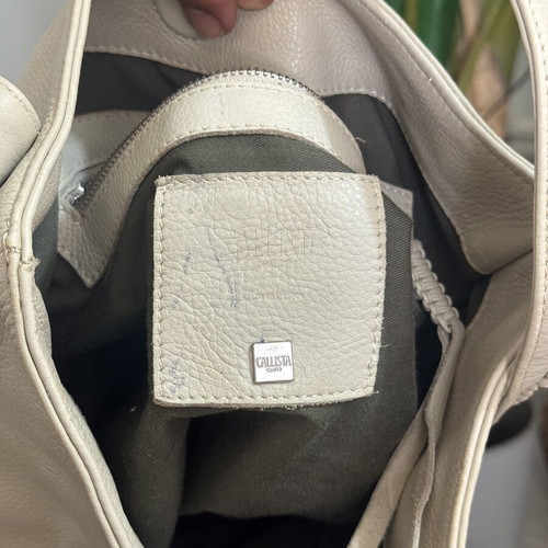 Callista Crafts Leather Hobo Shoulder Bag cream beige used