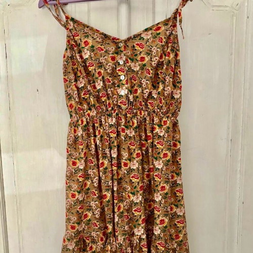 Floral dress like new, size S and M, beige multicolor