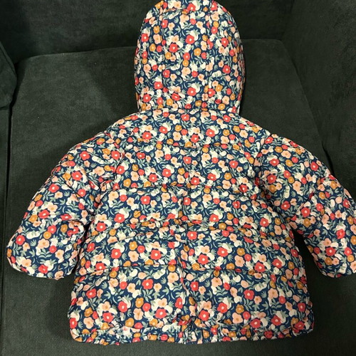 Children's floral blue jacket 86cm used with fur lining and hood