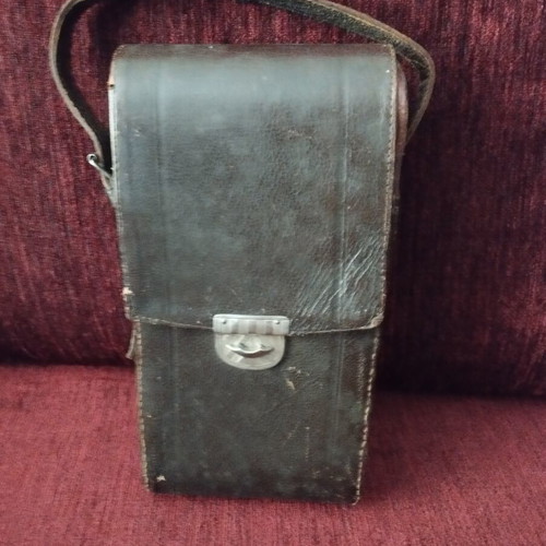 Leather case for analog camera used, vintage style