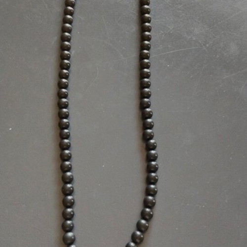 Necklace long with black matte glass round beads like new
