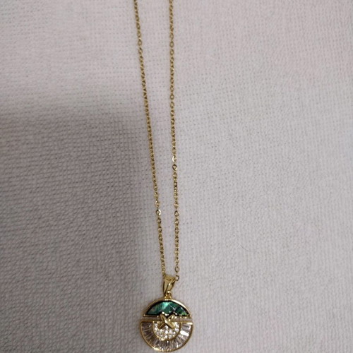 Stainless steel necklace new with zircon 45cm adjustable chain