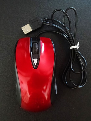 Wired Optical Mouse M-205 like new, red glossy with black details