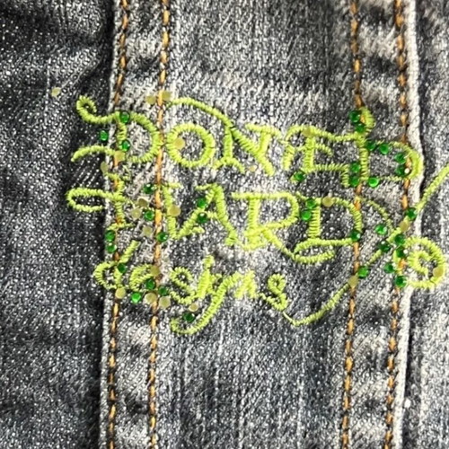 Hardy denim jacket Christian Audigier 'Love Kills Slowly' rhinestone design