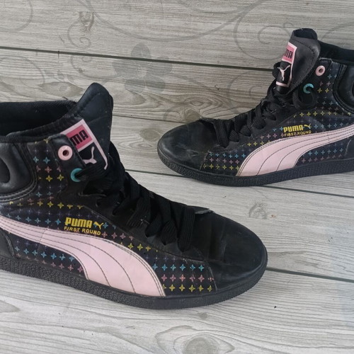 Puma High Leather Sneakers size 38 like new, black and colorful