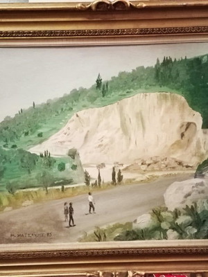 Mikis Matsakis Oil Painting 65x89 with Vintage Frame