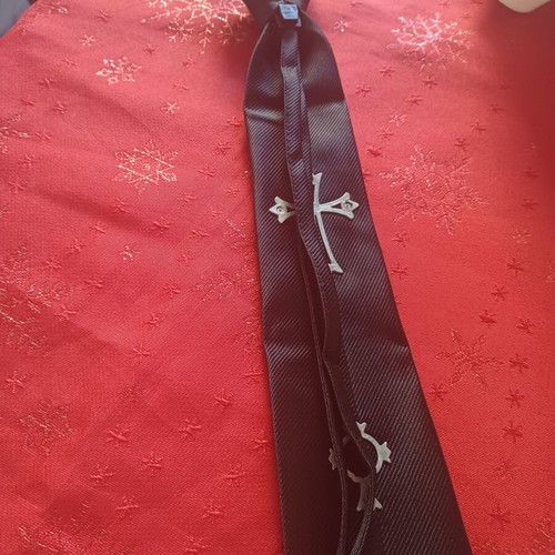 Unisex Black Tie with Metallic Crosses like new