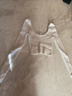 Bershka long-sleeve crop top, white, size M