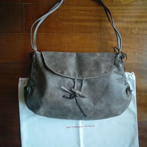 Les Copains leather shoulder bag used, brown-gray