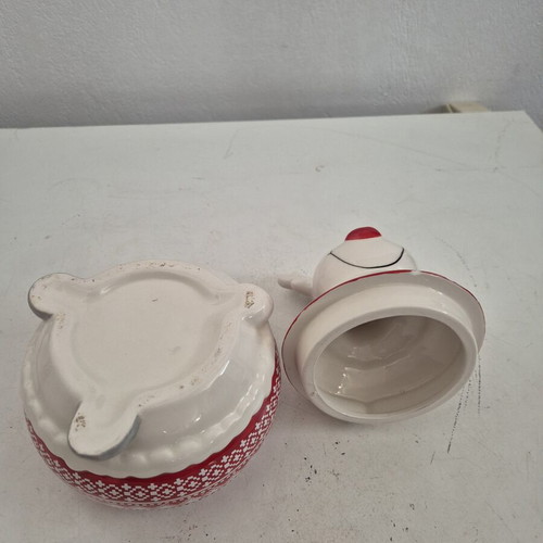 Christmas Ceramic Cookie Jar with Smiling Reindeer Lid new