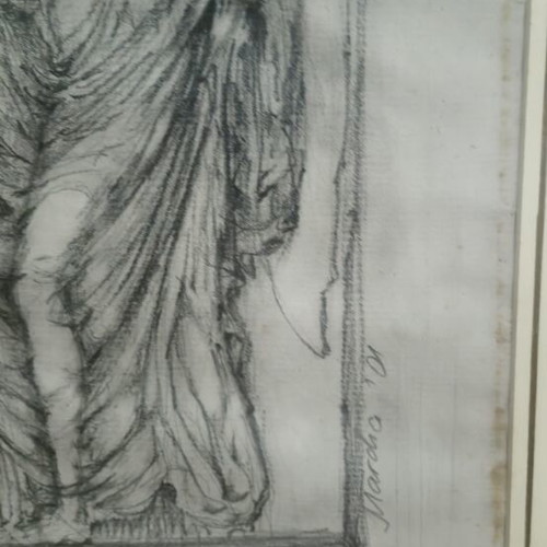 Pencil drawing vintage framed replica of Athens Goddess used