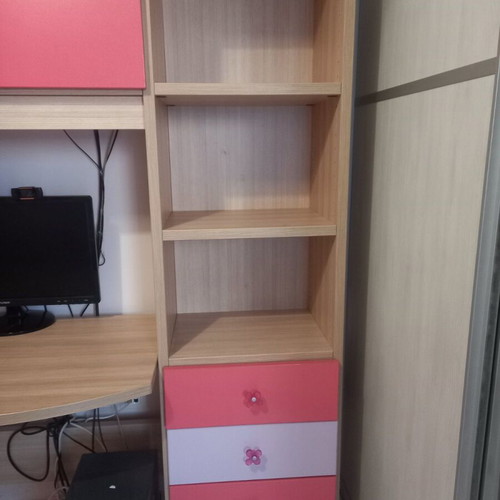 Children's desk with bookshelf, drawers and storage