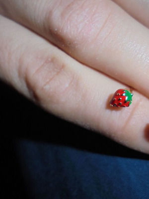 Strawberry earrings 925 silver new, red and gold-colored