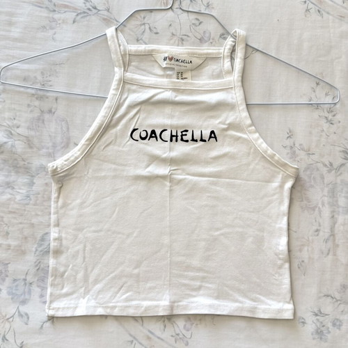 Coachella x H&M Limited White Cotton Tank Crop Top New