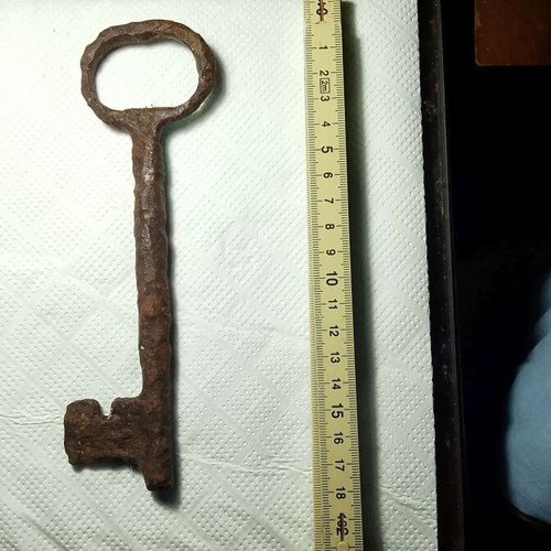 Antique key used, forged, collectible, 18 cm, 1720-1820