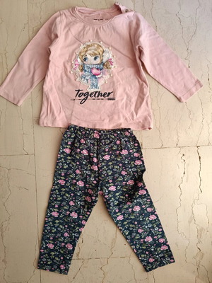 Evita clothing set 18-24 months like new, pink blouse and floral leggings