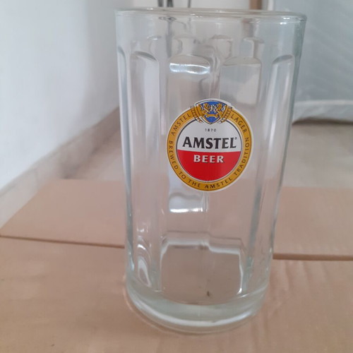 Amstel Beer Glasses set of 4, new, 500 ml thick glass with handle