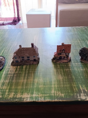 Miniature houses like new, set of 10, stone, plaster and wood