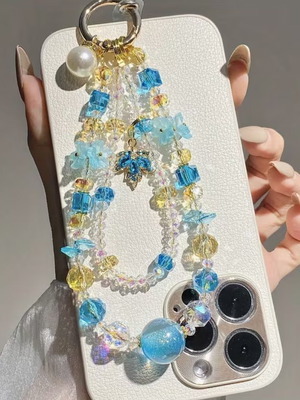 Handmade key chain in blue shades