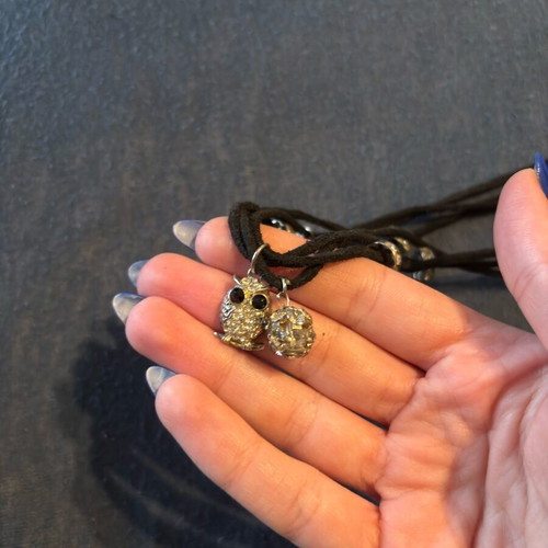 Necklace with cords and gold charms like new stainless steel