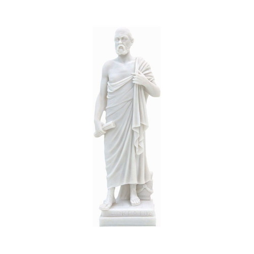 Socrates statue new, white alabaster 30cm