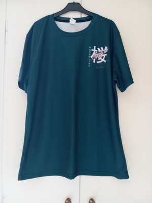 Green synthetic T-shirt XL with front and back design