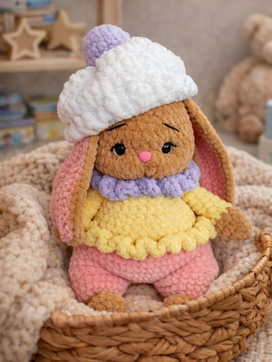Handmade amigurumi bunny plush toy