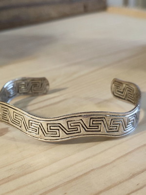 Meander bracelet cuff like new, silver steel unisex