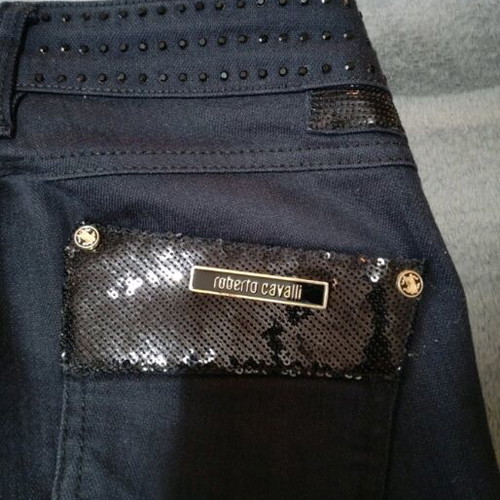 Roberto Cavalli denim pants like new with rhinestone details, size S