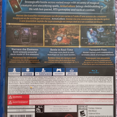 Arma Gallant: Decks of Destiny PS4 game used, role playing