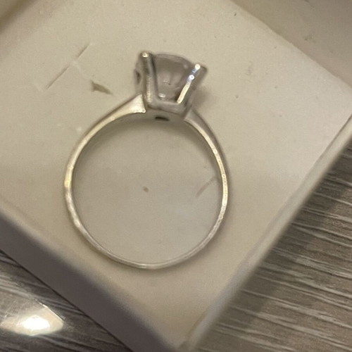 Gold 585 solitaire ring with semi-precious stone, used, size 58