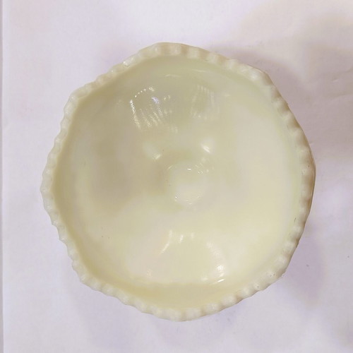 Fenton Pinwheel Candy Dish in Custard Satin Glass like new