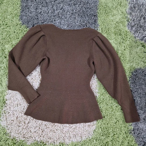 Zara women's knitwear with peplum and puff sleeves like new
