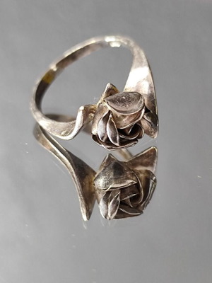 Vintage silver ring Rose silver 800 used