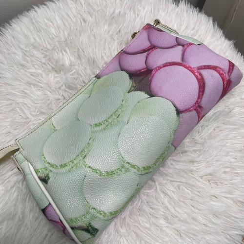 Ynot? handbag with macarons pattern, pink and green