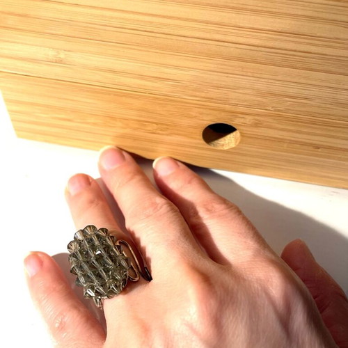 Handmade ring with Swarovski stones like new, gray and silver